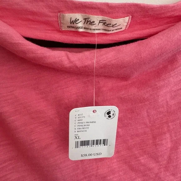 Free People Kimmi Long Sleeve Top Pink XL Soft  Relaxed NWT New - Picture 9 of 10